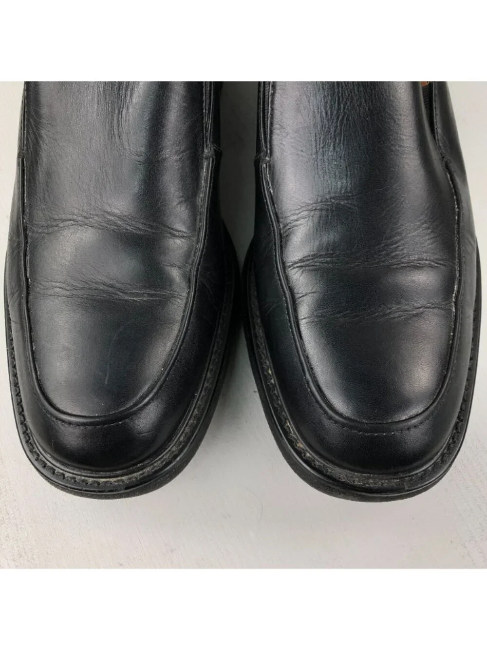 Florsheim Men's Size 11.5M Black Leather Closed Toe Elastic Gore Slip On Loafers